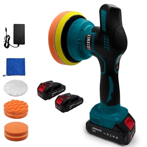 Poliermaschine Auto für Makita 18V Akku, 6 Zoll Orbital Auto Politur mit 8 Variablen Geschwindigkeiten, 2pcs Akkus Auto Polierset, für Auto Detailpflege und Kratzerentfernung