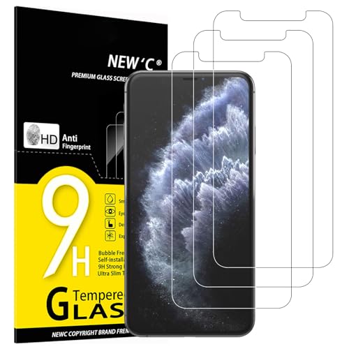 NEW'C 3 Stück für iPhone 11 Pro Max, XS Max für Panzerglas, Frei von Kratzern, 9H Härte, HD Displayschutzfolie, 0.33mm Ultra-klar, Ultrabeständig