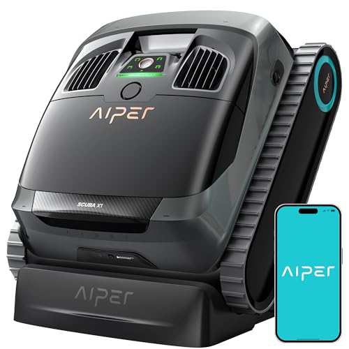 AIPER Scuba X1 Poolroboter, WavePath 3.0 Navigation, mit verbesserter Akkuleistung und bis zu 25.200 L/h Saugkraft, horizontale Wasserlinienreinigung, poolsauger akku Ideal für Pools bis zu 200㎡