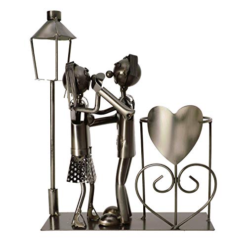 Michel Toys Flaschenhalter Tanzpaar mit Laterne für Teelicht, Kerze, Metall, Silber