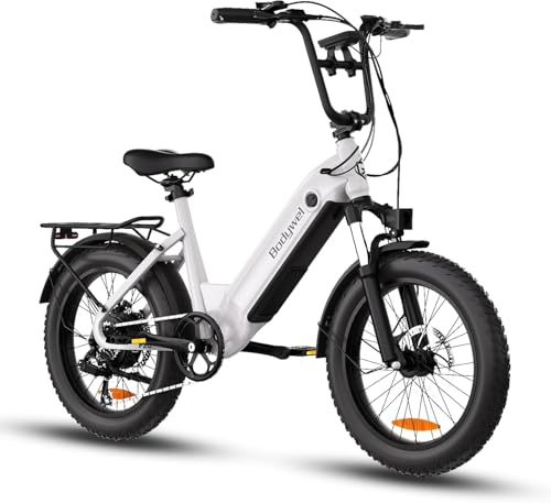 Bodywel Elektrofahrrad Für Erwachsene, E Bike Herren mit 48V 13Ah Batterie, 20 * 3.0 Zoll, LED-Display, 250W Motor & 25km/h E-Bikes Für Stadtpendler (weiß)