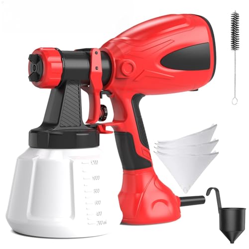Farbsprühsystem, 650W Farbsprühgerät, Farbspritzpistole 1200ML Behälter, 4 Düsen & 3 Sprühmuster, Farbpistole mit Reinigungsbürste & Viskositätsbecher, Farbsprühsystem Wandfarbe für Möbel,DIY Malerei