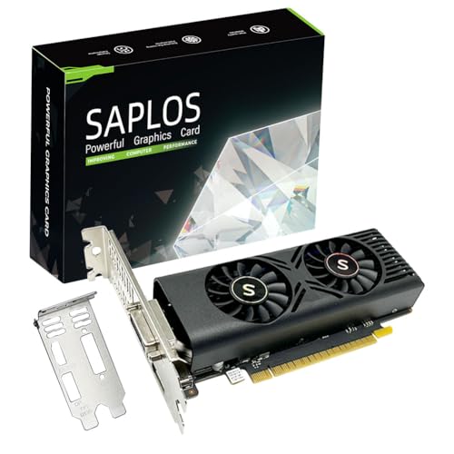 SAPLOS GTX 1050 Grafikkarte für PC, 4GB GDDR5 128-bit, HDMI DisplayPort DVI-D, Computer GPU, Gaming Grafikkarte, PCI Express x16, DirectX 12