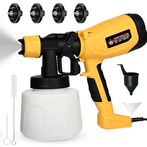 SternSinn 700W Farbsprühsystem, HVLP Lackierpistole Elektrisch mit 4 Düsen und 3 Sprühmuster, 1200 ml/min Einstellbarer Durchfluss mit Reinigungs & Blasanschlüssen, 1400ML Behälter für Zäune, Schränke