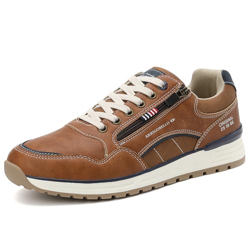 ARRIGO BELLO Herren Sneakers Freizeitschuhe Schuhe Wanderschuhe Laufschuhe Leichtgewicht Outdoor Gemütlich Größe 41-46(A-Braun, Größe 46)