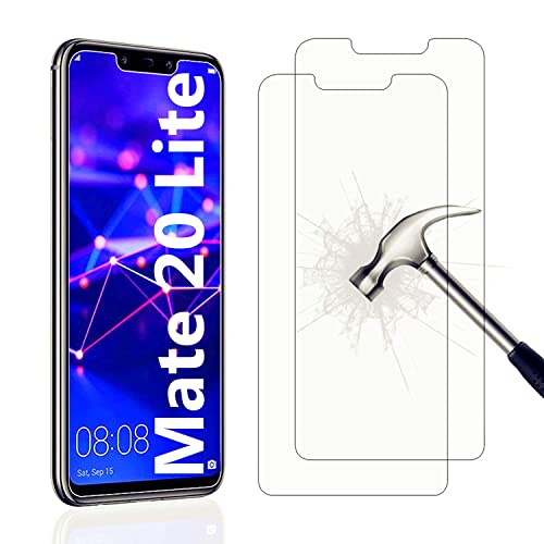 [2 Stück] Panzer Schutz Glas kompatibel mit Huawei Mate 20 Lite Verbundglas Hart Tempered Glass 9H Kristallklar Anti-Kratzen Anti-Öl