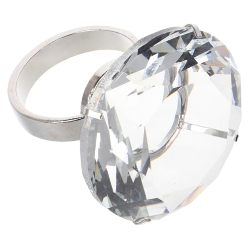 TOYANDONA Kristalldiamantring 6 Cm Schimmernder Glasring -Ornament Riesen Diamond Ring Hochzeit Großer Glasring Jubiläum Party Glass Ring Requisite
