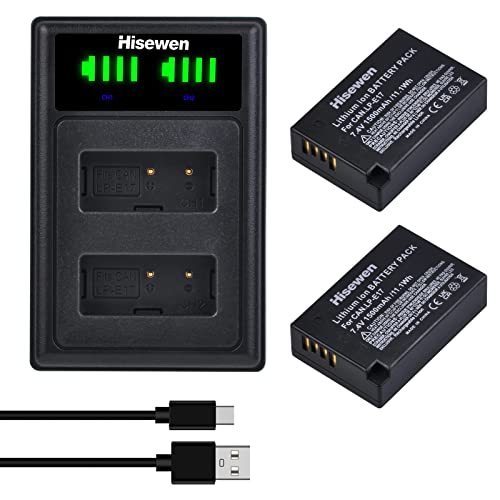 Hisewen LP-E17 Akku und Doppelladegerät, 2 Pack Ersatzakku für Canon EOS R8, EOS R50, EOS R10, EOS RP, EOS M3, M5, M6, M6 Mark II, EOS 200D, 250D, 77D, 750D, 760D, 800D, 850D Kamera