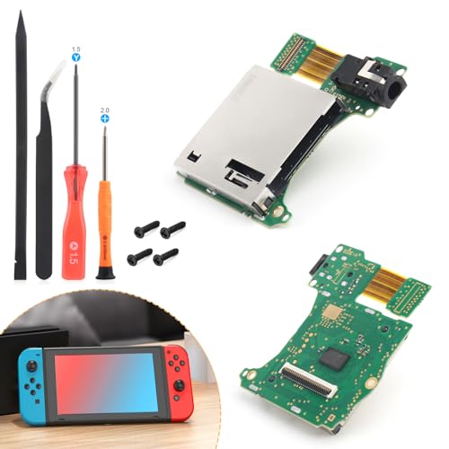 RongZy Game Card Reader Board für Nintendo Switch HAC-001 Ersatz Spielkartensteckplatzes für NS Switch mit Kopfhörerbuchse Host Reader Slot mit Reparaturzubehör und Schrauben