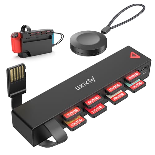 Alxum Switch Game Card Reader with Wireless Remote Control Switching,8-in-1 Switch Games Holder für Nintendo Switch/Switch OLED Konsole und Dock (4 für Spiel+4 für Aufbewahrung)
