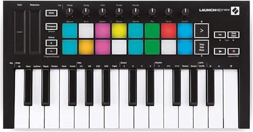 Novation Launchkey Mini [MK3] – Tragbarer USB/MIDI-Keyboard-Controller mit 25 Tasten und DAW-Integration. Fixed-Chord-Modus und Arpeggiator – für die Musikproduktion