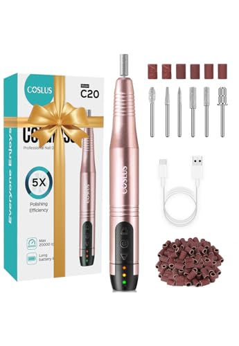 COSLUS Kabellos Tragbar Nagelfräser, 11 in 1 Profi Maniküre und Pediküreset, Nagelfeile für Gelnägel und Acrylnägel, Nagelformen, Entfernen von Hornhaut