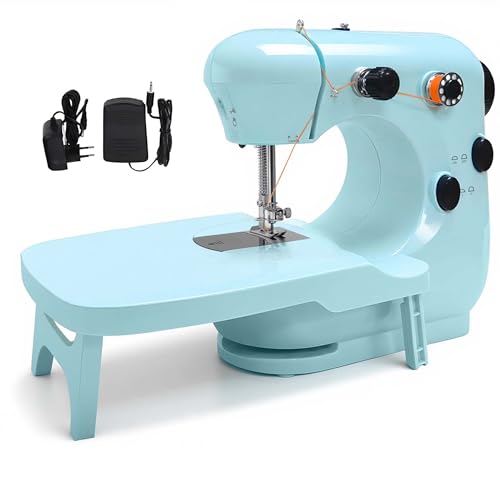 Nähmaschine kinder, Mini-Nähmaschinen, Dual-Speed-tragbare Nähmaschinen mit Ausziehtisch, leicht – einfach zu bedienen, bestes Geschenk für Frauen(Dunkelblau)