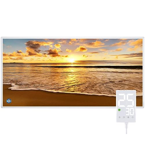 Hocosyme Infrarotheizung Bild 800W, 1-3 Min auf Betriebstemperatur bis 120 Grad - Geeignet für Schlafzimmer, Büro, Küche, Badezimmer - mit Touch-Thermostat - Strand