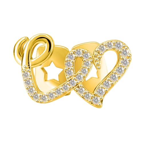 Diamant Grillz, Kucheed Bling Herz Kreuz-Zähne Grillkappe 18 Karat vergoldeter Hip-Hop Zahnschmuck, Trendiger Zirkonia Zahnschmuck für Männer und Frauen, Glänzendes Rapper-Kostümparty-Accessoire (A2)