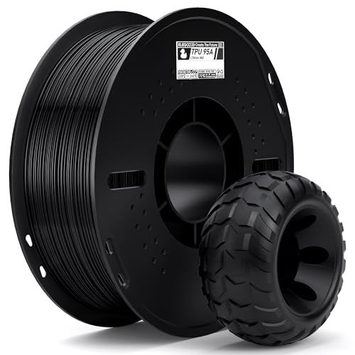 ELEGOO TPU 95A 3D Drucker Filament 1,75 mm Schwarz 1 KG, Flexibles Weiches Filament 3D Druckmaterialien, 1 kg Kunststoffspule (2,2 lbs) für die Meisten -3D-Drucker