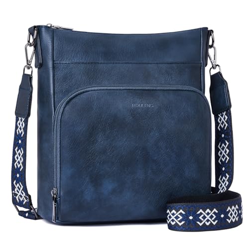 Roulens Umhängetaschen für Damen, Weiches Veganes Leder Mittelgroße Crossbody Bags, Schulterhandtasche mit Reißverschluss Geldbörsenfach auf der Vorderseite