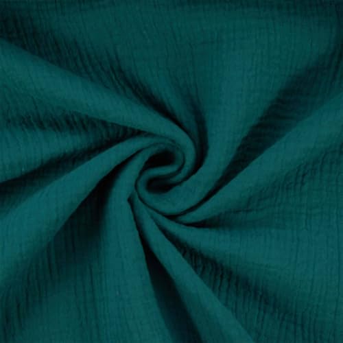 Musselin Stoff Sunny, Double Gauze, uni dunkelpetrol (Länge am Stück: ab 50cm / Breite: 130cm)