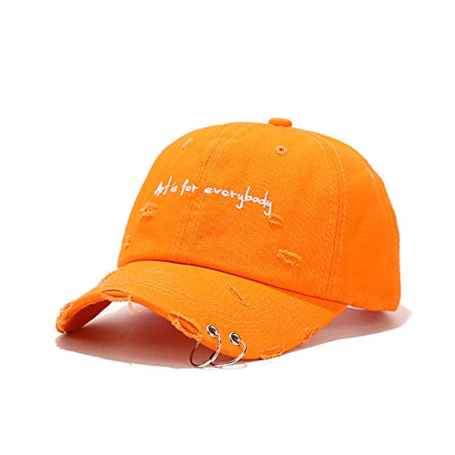 Herren Kappe Hut Sommermode Eisenring Hip Hop Baseballmütze Coole Streetwear Papa Hüte Für Frauen Männer Grün Gelb Abgenutzte Lochkappen-Orange_Baseball_Cap_52-58Cm