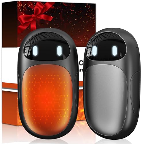 DDKJ Handwärmer Elektrisch Magnetisch - 2er Pack Beidseitig Taschenwärmer Aufladbar，LED-Display & 3 Heizstufen Hand Warmers, Klein Wiederverwendbar Hand Wärmer für Kinder Männer Frauen - Schwarz