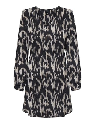 ONLY Damen Onlnova Life VIS L/S Monica Dress Kleid, Black/AOP:590 Rough Animal, Medium
