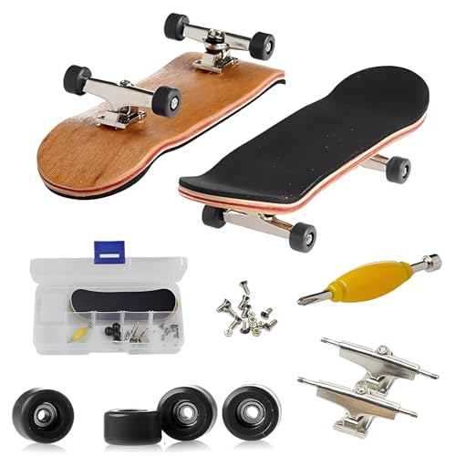 Yuwnd Finger Skateboard Set, Fingerboard mit Box, Professionelles Fingerskateboard aus Ahorn Holz, Mini Skateboard für Kindergeburtstag Geschenke