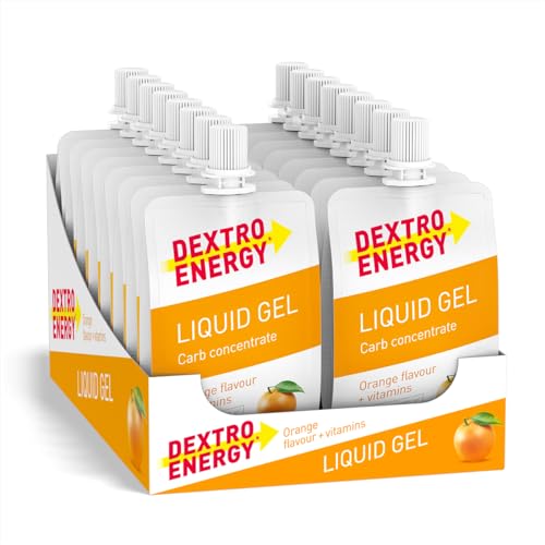 DEXTRO ENERGY LIQUID GEL ORANGE + VITAMINE - 18x60ml (18er Pack) - Traubenzucker Konzentrat aus schnell verfügbaren Kohlenhydraten, Energy Gel, Vitamin B6, Energy Riegel Alternative