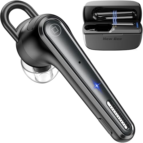 New Bee Bluetooth Headset Ultraleicht Wireless Freisprech Headset V5.1, CVC 8.0 Dual ENC Geräuschunterdrückung Mikrofon 50h Gesprächszeit Bluetooth-Ohrhörer mit Ladecase für iPhone,Android,Laptop