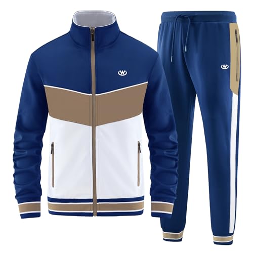 ANOTWENER Herren Trainingsanzüge Sets lässig lange Ärmel voller Reißverschluss Jacke und Jogginghose Jogginganzug Sport Outfits JW-7153-XL
