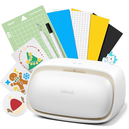 Likcut S501 Plottermaschine, Mini Schneideplotter Verfügbar für Vinyl, Iron on und Karten mit Einsteiger Set, Beige