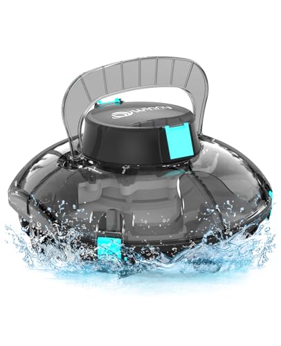 WINNY POOL CLEANER Winny 200 Poolroboter, Poolsauger kabellos mit Akku, 75 Min. Laufzeit, für Aufstellpools bis 60 m², Doppelfiltration, Automatisches Parken, Kompakt Leicht (Transparentes Schwarz)