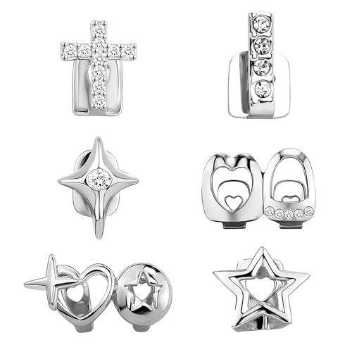 TIMIFUN 6 Stück 18 Karat vergoldete Grillz-Mundstücke im Hip-Hop-Punk-Stil mit abnehmbaren Grills für Männer und Frauen, Hip-Hop-Rapper-Accessoires (Diamond Silver)