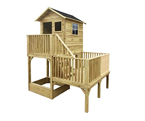 4IQ Group Spielhaus Kinder Outdoor Holz - Gartenhaus Kinder Aus Imprägniertem Kiefernholz - Stelzenhaus Garten Modularer Aufbau für Draußen