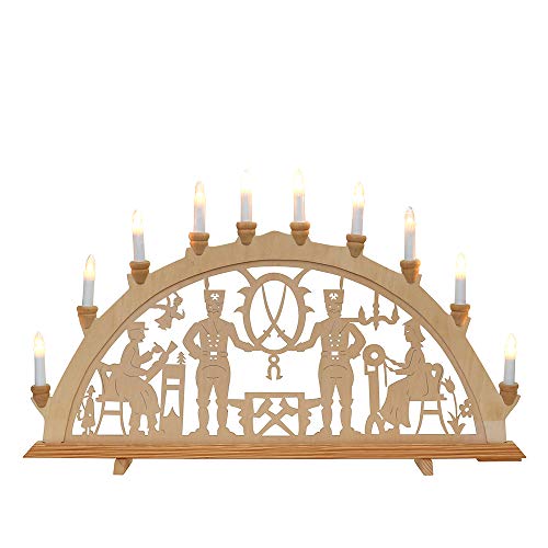 Dekohelden24 Wunderschöner Schwibbogen, 10 flammig, Motiv: Bergleute, ca. 71 x 4 x 40 cm