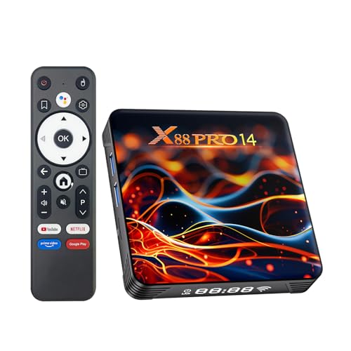 Android TV Box 14.0, 2025 8K Neueste Android Box mit RAM 2G ROM 32G WiFi6 Enternet 10/100M Bluetooth 5.0 USB 3.0 Unterstützt 3D HD 8K Smart TV Box
