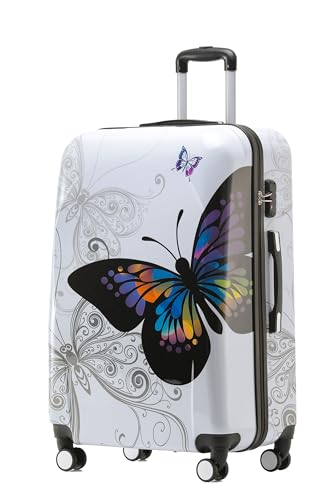 BEIBYE Reisekoffer Hartschalenkoffer Trolley TSA-Schloss Polycarbonat Koffer (Butterfly, M(Handgepäck))