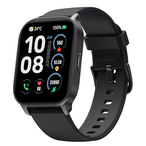 TOOBUR Smartwatch mit Telefonfunktion, Kompatibel Alexa, Fitnessuhr mit 100 Sports, Puls, Schlafen, Fitness Tracker für Herren Damen, IP68 Wasserdicht, Kompatibel Android IOS, Mitternachtsschwarz