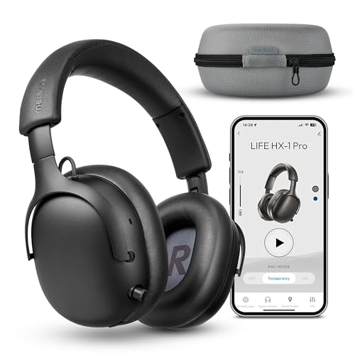 MEDION Over Ear Kopfhörer HX-1 Pro (kabellos, Hybrid Active Noise Cancelling ANC, Bluetooth 6.0, Wireless, 7+1 EQ Presets, bis zu 190 Stunden Akkulaufzeit, IPX4 Spritzwasserschutz) urban anthrazit