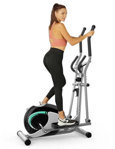 THERUN Crosstrainer für Zuhause, Ultraleiser Kompakt Ellipsentrainer für den Heimgebrauch mit 8 Stufen magnetischer Widerstand, 6kg Schwungrad, LCD-Monitor, Telefonhalter (Grün)