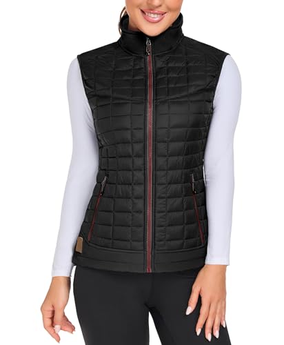 Little Donkey Andy Leichte Puffer Weste Damen Warme Ärmellose Outdoorjacke Wandern Reisen Laufen, Black XL