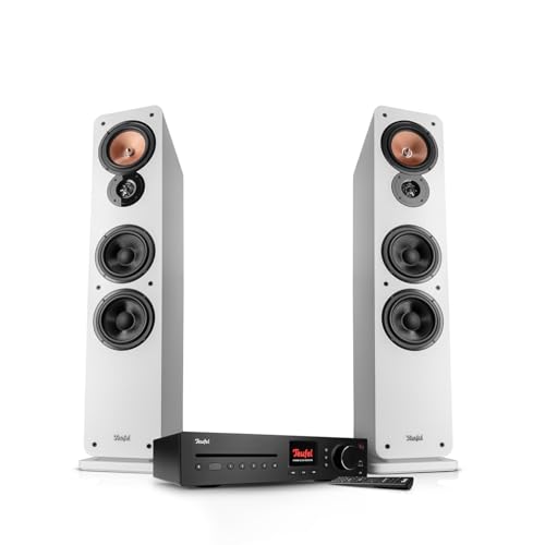 Teufel Ultima 40 Kombo 3 - HiFi Stereo Anlage mit Bluetooth und CD Receiver, WLAN, LAN, DAB+-FM Radio, USB-C, HDMI ARC CEC, 3-Wege-System, Umfangreiche Anschlussmöglichkeiten (Weiß)