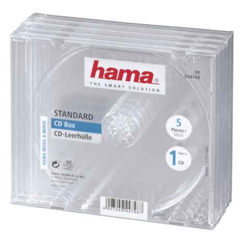 Hama CD-Leerhülle (5er-Pack, Standard) CD-Schutzhülle transparent