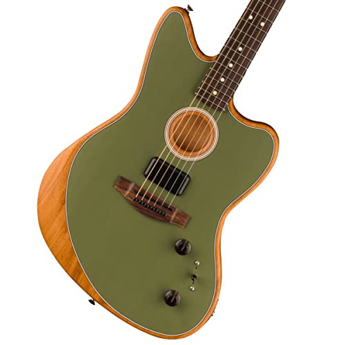 Fender Acoustasonic Player Jazzmaster Antique Olive - Westerngitarre