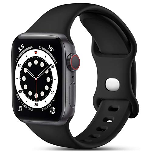 CeMiKa Kompatibel mit Apple Watch Armband 41mm 40mm 38mm 42mm, Ersatz Silikon Sport Armbänder Kompatibel mit iWatch Armband Series 11 10 9 8 7 6 5 4 3 2 1 SE SE3, Damen Herren, Schwarz