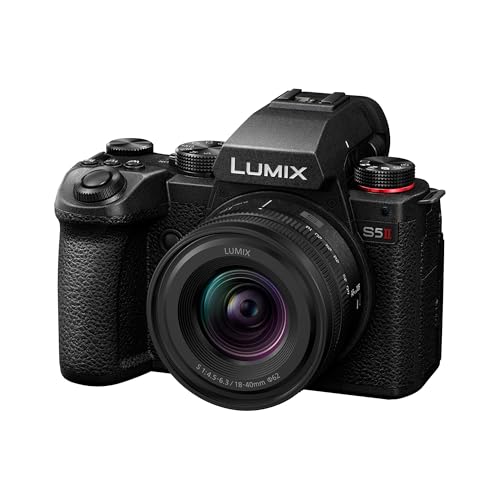 Panasonic DC-S5M2NE LUMIX DC-S5M2 Full Frame Mirrorless Camera Body, 4K 60P and 6k 30P Video Recording, Flip Screen, Wi-Fi, L-Mount, Phase Hybrid AF, Active is, with S-R1840E 18-40mm S Lens, Black
