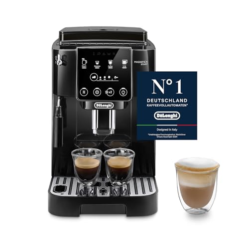 De’Longhi Magnifica Start - Perfetto Kaffeevollautomat mit klassischem Milchaufschäumer, 4 One-Touch-Getränke, Cappuccino, Espresso Kaffeemaschine, Soft-Touch-Bedienfeld, Schwarz (ECAM222.20.B)