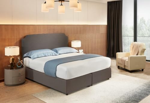 Z-hom Boxspringbett 180x200, Boxspringbett Modell „Ferrara 320“ mit Taschenfederkernmatratze, Doppelbett mit Matratzen, Hochwertige Polsterbetten, Schlafzimmer Bett (Anthrazit)
