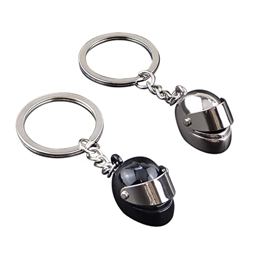 2 Stück Helm-Schlüsselanhänger, kreativer Metallanhänger, 3D-Helm-Schlüsselanhänger, Mini-Helm-Schlüsselanhänger, Autoschlüsseldekoration, Unisex, schwarz / silber