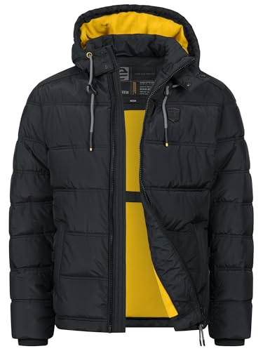 Indicode Herren INCoolios Winterjacke mit Kapuze und Fleecefutter | Herrenjacke Steppjacke für Männer Black, M