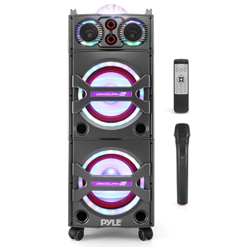 Pyle Partybox, Bluetooth Lautsprecher Groß, 2000W Musikbox Bluetooth, Boombox mit RGB Lichter & Rollen, Partylausprecher mit Mikrofon, Super Bass, USB/SD/AUX/RCA/FM- Radio, für Party Outdoor & Heim